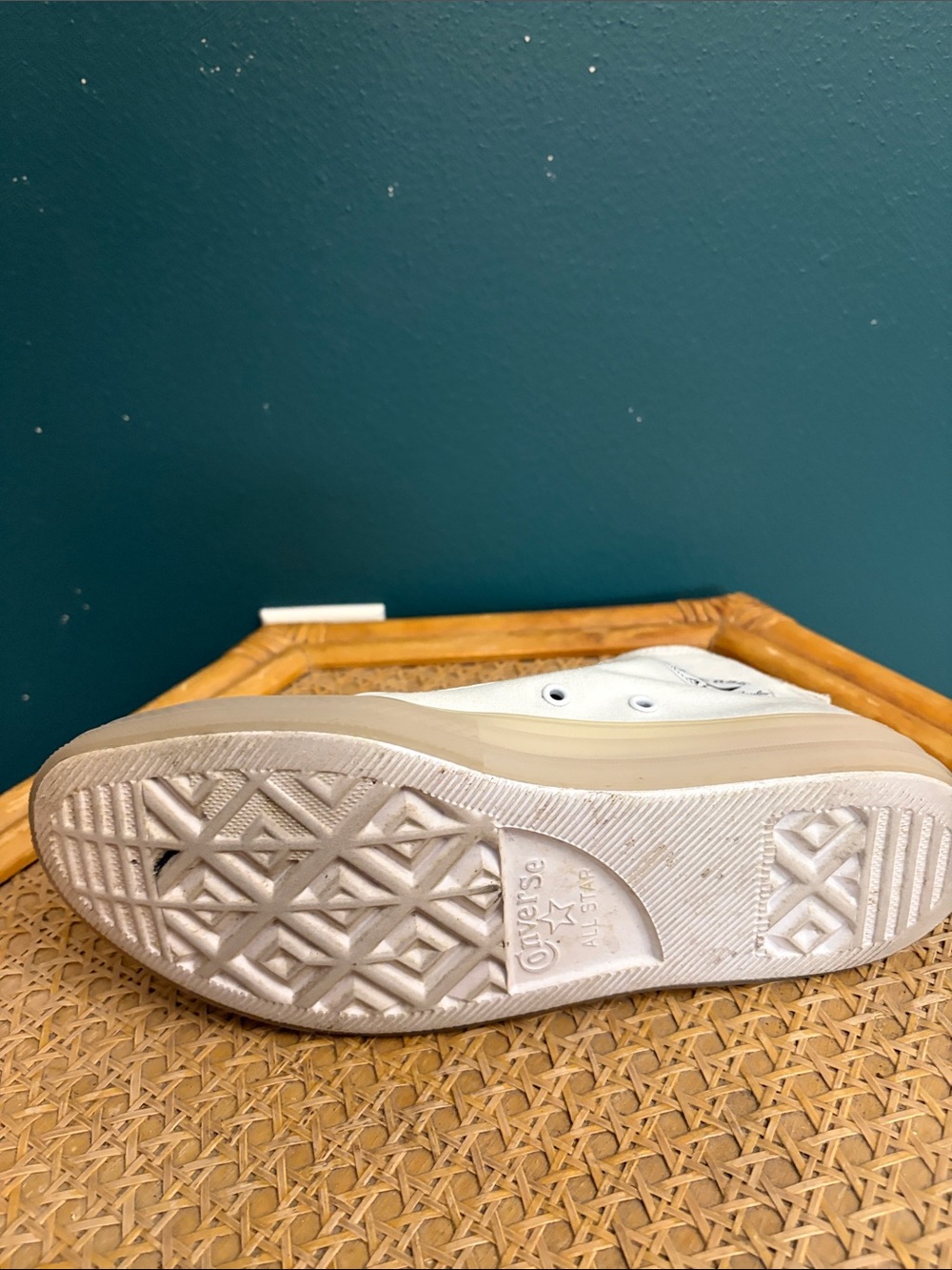 Converse High Top Sneakers in White with Cream Sole - Picture 8 of 8